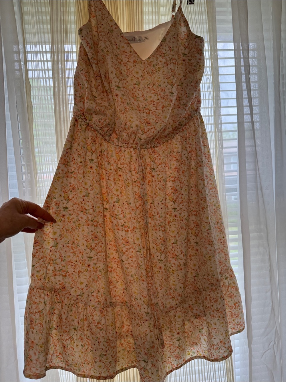 Floral Summer Sundress in Peach and Cream